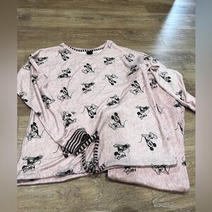 Pink Disney Pajama Set with Mickey Mouse Print Medium